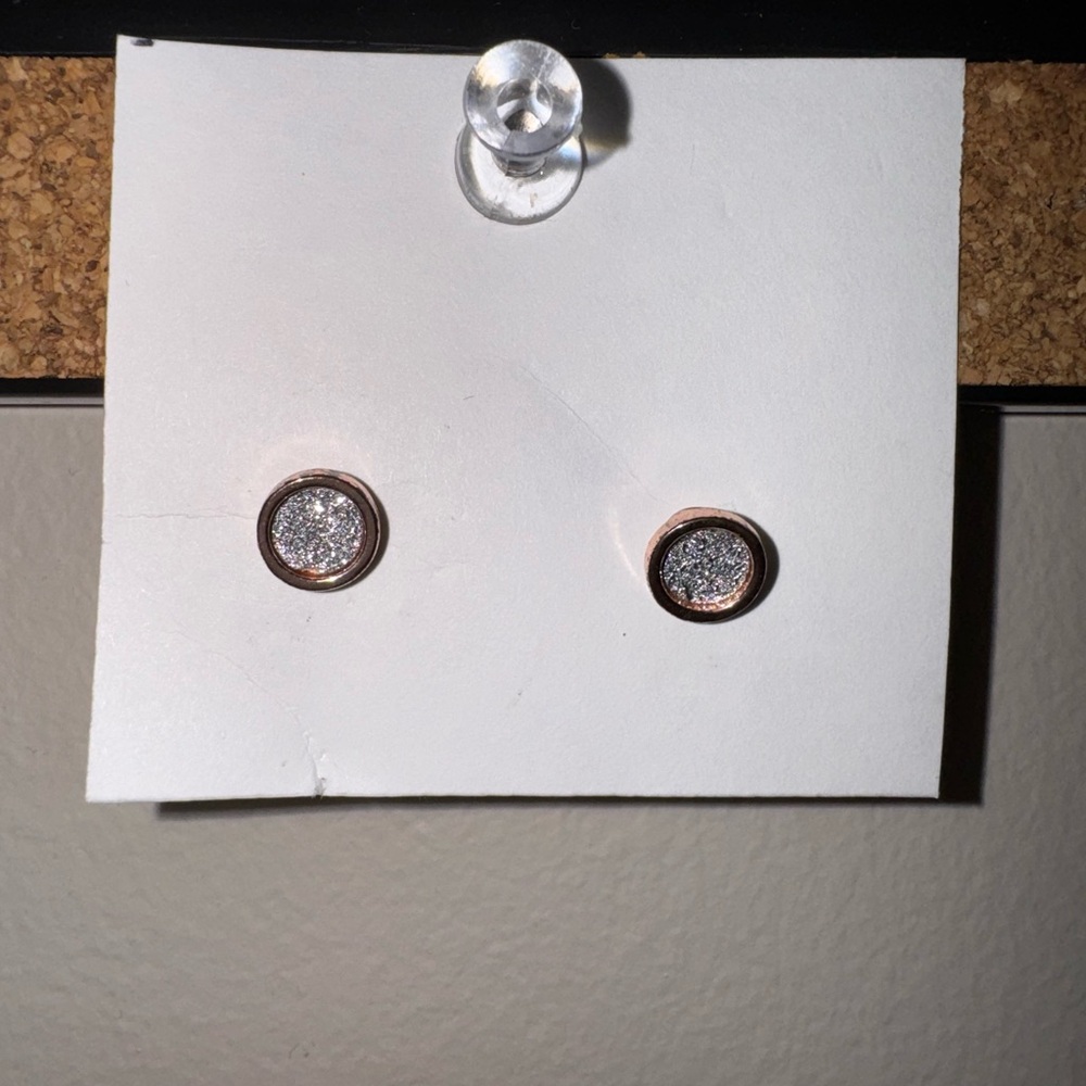 Rose Gold Glitter Stud Earrings